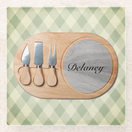 チーズボードカスタムチャークテリーボードコースター ガラスコースター (正面)