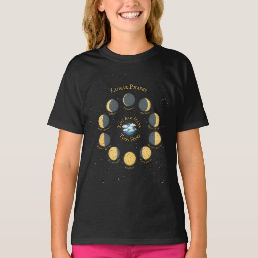 チーズムーン月お洒落相チャート暗い Tシャツ (正面)