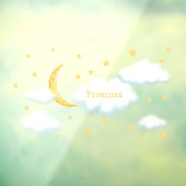 チーズムーン&スターズふわふわパーソナライズされたのクラウドキッズ ウィンドウサイン (シート3)