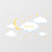 チーズムーン&スターズふわふわパーソナライズされたのクラウドキッズ ウィンドウサイン (シート)