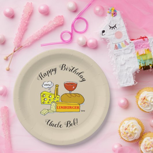 チーズユーモアのあるとワインの試飲の誕生日パーティー ペーパープレート (パーティー)