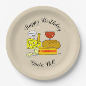 チーズユーモアのあるとワインの試飲の誕生日パーティー ペーパープレート (正面)