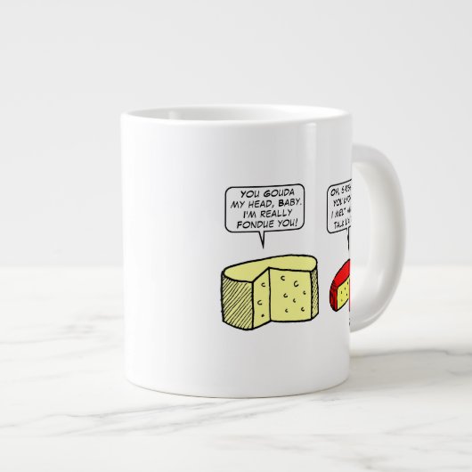 チーズラバーおもしろいズ漫画アートチュロフィレス ジャンボコーヒーマグカップ (正面右)