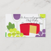 チーズワインの前菜のシェフのケイタリングビジネスカード 名刺 (裏面)