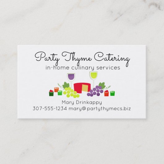チーズワインの前菜のシェフのケイタリングビジネスカード 名刺 (正面)