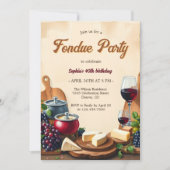 チーズワエレガントインフォンデュ誕生日パーティー 招待状 (正面)