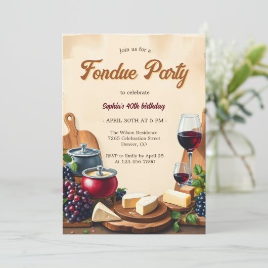 チーズワエレガントインフォンデュ誕生日パーティー 招待状 (スタンド正面)