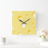 チーズ切れのイラストレーション スクエア壁時計 (ホーム)