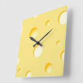 チーズ切れのイラストレーション スクエア壁時計 (傾斜)