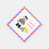 チーズ及びワインフランスのテーマおもしろいパーティー スタンダードランチョンナプキン (角)