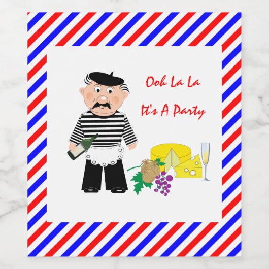 チーズ及びワインフランスのテーマおもしろい ワインラベル (シングルラベル)