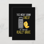 チーズ好きのかわいい食べ物、プンチーズのパーティー衣装 出欠カード (正面/裏面)