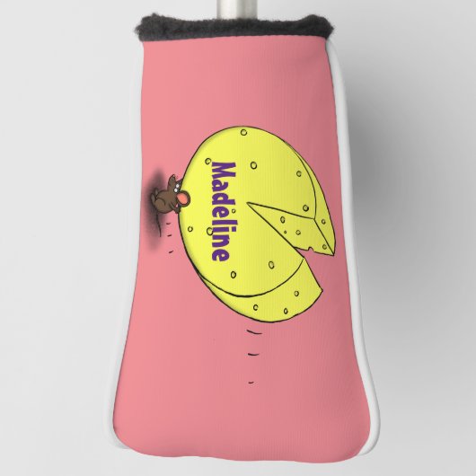 チーズ漫画イラストレーション付き可愛いマウス ゴルフヘッドカバー (回転90)