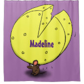 チーズ漫画イラストレーション付き可愛いマウス シャワーカーテン (正面)