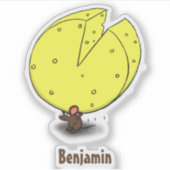 チーズ漫画イラストレーション付き可愛いマウス シール (正面)