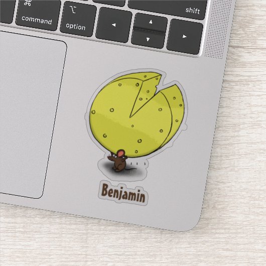 チーズ漫画イラストレーション付き可愛いマウス シール (詳細)