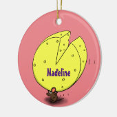 チーズ漫画イラストレーション付き可愛いマウス セラミックオーナメント (左)