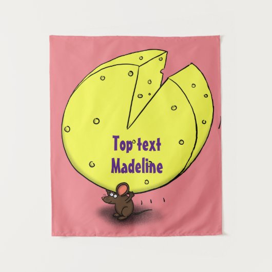 チーズ漫画イラストレーション付き可愛いマウス タペストリー (正面)