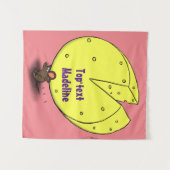 チーズ漫画イラストレーション付き可愛いマウス タペストリー (正面(横))