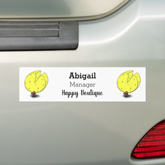 チーズ漫画イラストレーション付き可愛いマウス バンパーステッカー (車上)