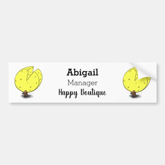 チーズ漫画イラストレーション付き可愛いマウス バンパーステッカー (正面)