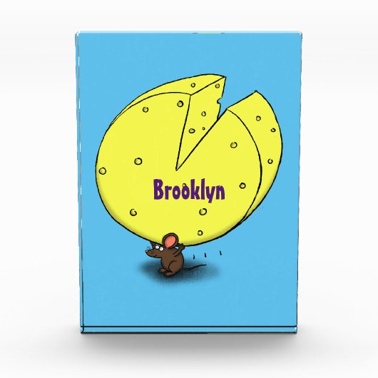 チーズ漫画イラストレーション付き可愛いマウス フォトブロック (正面)