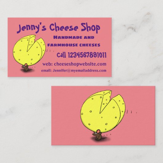チーズ漫画イラストレーション付き可愛いマウス 名刺 (正面/裏面)