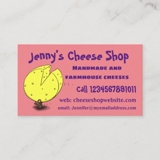 チーズ漫画イラストレーション付き可愛いマウス 名刺 (正面)