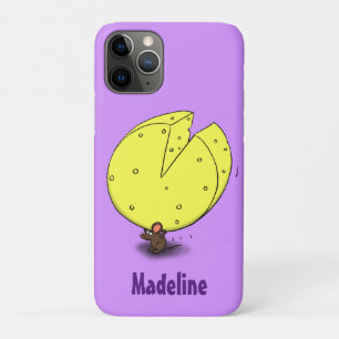 チーズ漫画イラストレーション付き可愛いマウス iPhone 11 PROケース