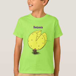 チーズ漫画イラストレーション付き可愛いマウス Tシャツ