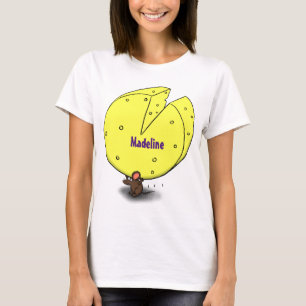 チーズ漫画イラストレーション付き可愛いマウス Tシャツ