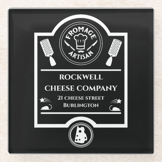 チーズ生産者 ガラスコースター (正面)