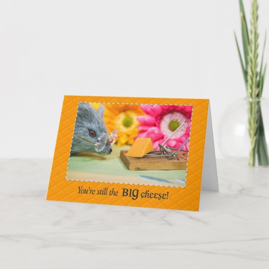 チーズ誕生日の灰色のマウス カード (正面)