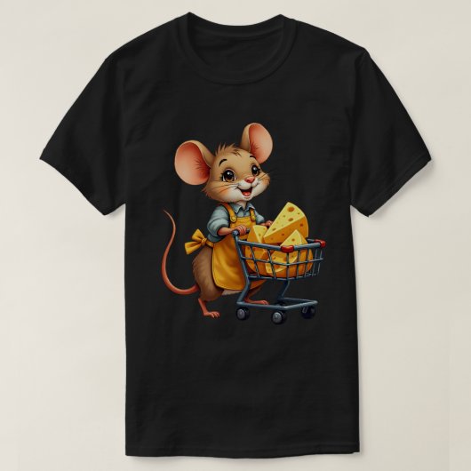 チーズ買い物ネズミ Tシャツ (デザイン正面)