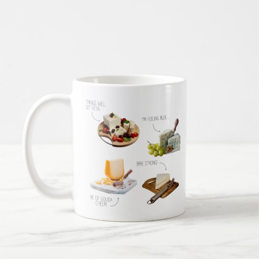 チーズ面白いマグカップ | チーズ愛好家のユーモアコ コーヒーマグカップ (左)
