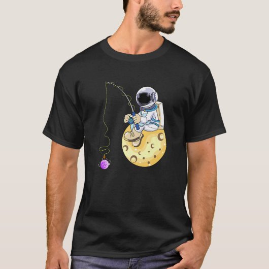 チーズ魚釣り惑星宇宙飛行士 Tシャツ (正面)