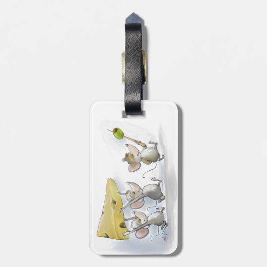 チーズ（オリーブ付き）の荷札を持ち込む ラゲッジタグ (裏面縦)