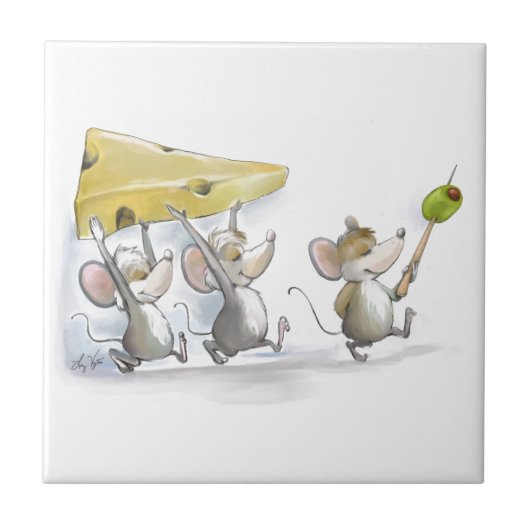 チーズ(オリーブ付き)タイルを持ち込む タイル (正面)
