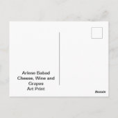 チーズ、ワイン、ブドウ ポストカード (裏面)