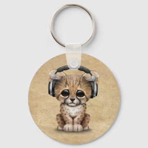 チータのカブスかわいいDjの身に着けているヘッドホーン キーホルダー