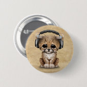 チータのカブスかわいいDjの身に着けているヘッドホーン 缶バッジ (正面&裏面)