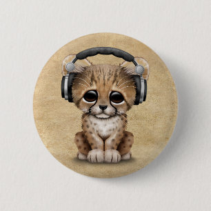 チータのカブスかわいいDjの身に着けているヘッドホーン 缶バッジ
