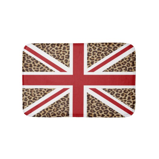 チータのプリントが付いている英国国旗のイギリスの旗 バスマット (正面)