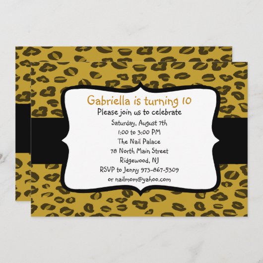 チータのプリントの誕生日の招待状 招待状 (正面/裏面)
