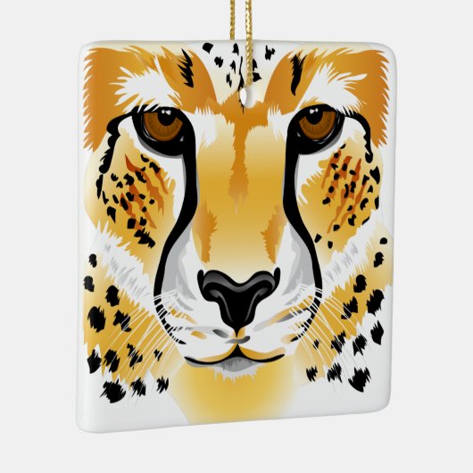 チータのヘッドクローズアップのイラストレーション セラミックオーナメント (右)
