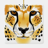 チータのヘッドクローズアップのイラストレーション セラミックオーナメント (裏面)
