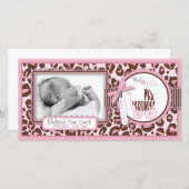 チータの女の子の写真カードピンク 案内状 (正面/裏面)