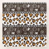 チータの皮パターンが付いているアフリカのプリント ガラスコースター (正面)