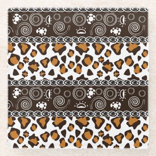 チータの皮パターンが付いているアフリカのプリント ガラスコースター (正面)
