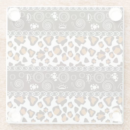 チータの皮パターンが付いているアフリカのプリント ガラスコースター (裏面)